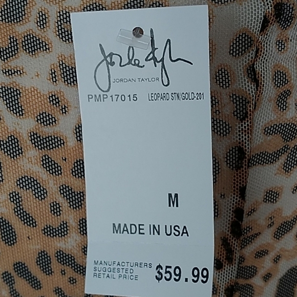 Jordan Taylor Leopard Print Brown & Gold Shear Beach Caftan Coverup M - Picture 6 of 11